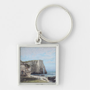 Klipparna vid Etretat efter stormen 1870 Fyrkantig Silverfärgad Nyckelring