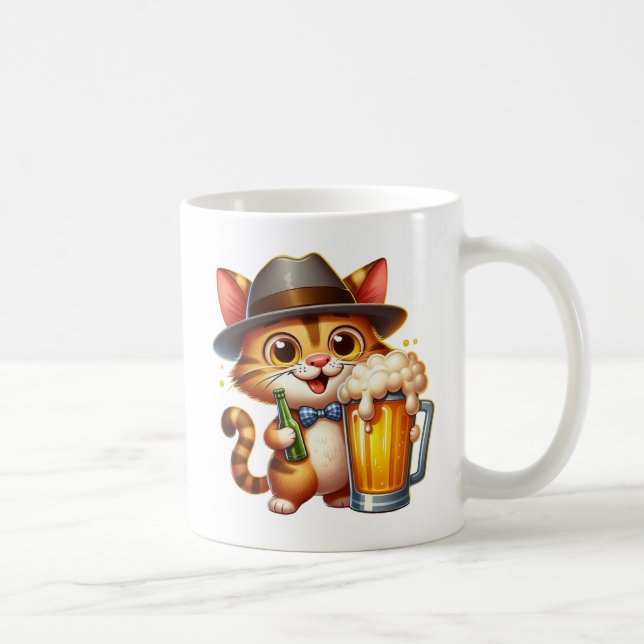 Klippdesign för katt och öl-85244 kaffemugg (Höger)