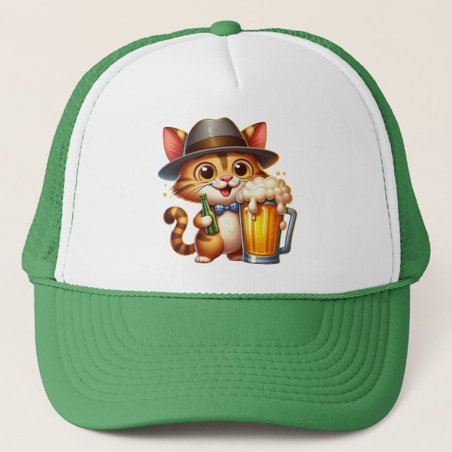 Klippdesign för katt och öl-85244 keps (Framsida)