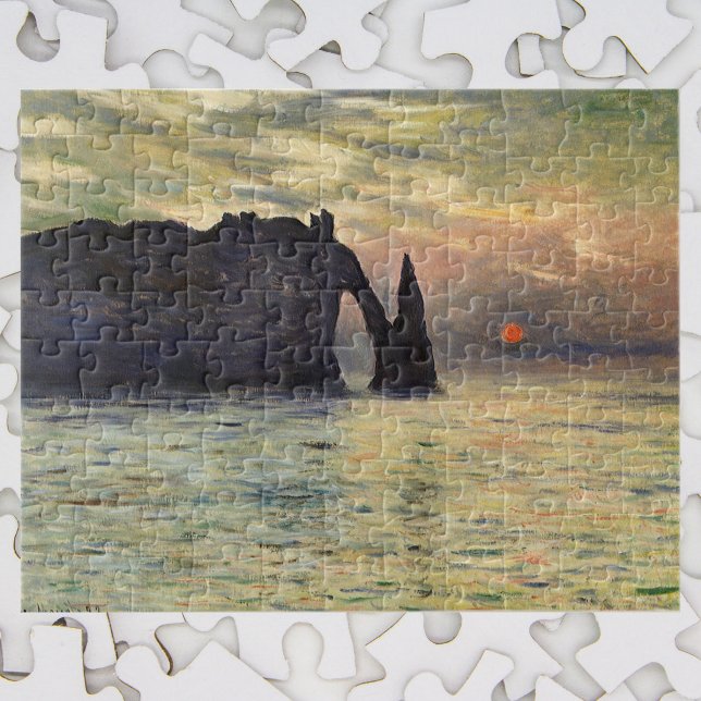 Klippen i Étretat, solnedgång av Claude Monet Pussel (Skapare uppladdad)