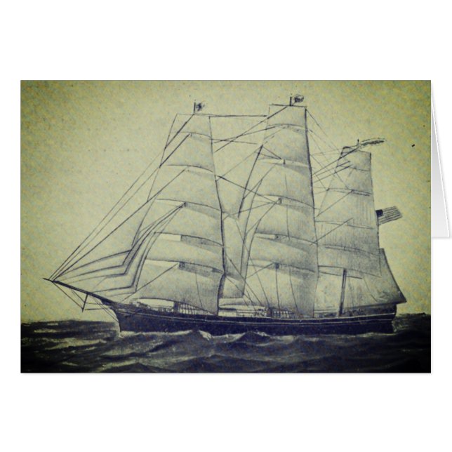 Klipperskeppet Young America 1853 Hälsningskort (Framsidan Horizontal)