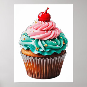 Klipphämtning för Cute Birthday Cuppie Dessert-kop Poster