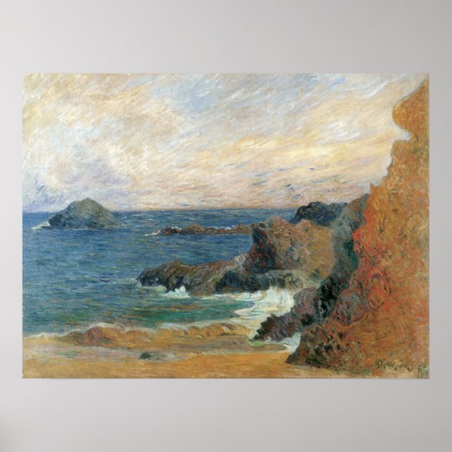 Klippig kust av Paul Gauguin, Vintage Impressionis Poster (Framsidan)