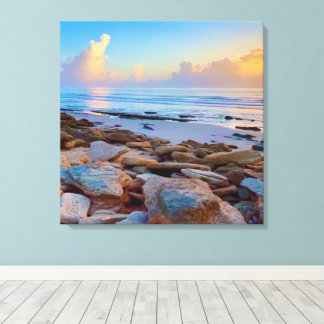 Klippig kust strand Hav Canvas