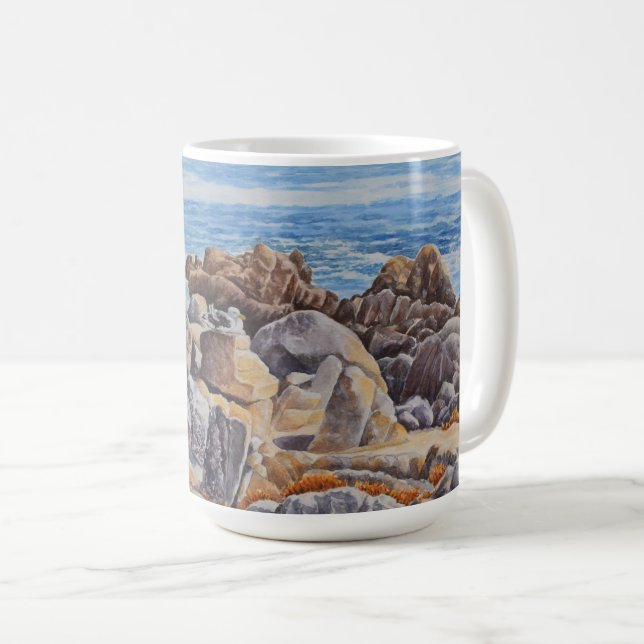 Klippig kustlinje i Monterey Kaffemugg (Framsida höger)