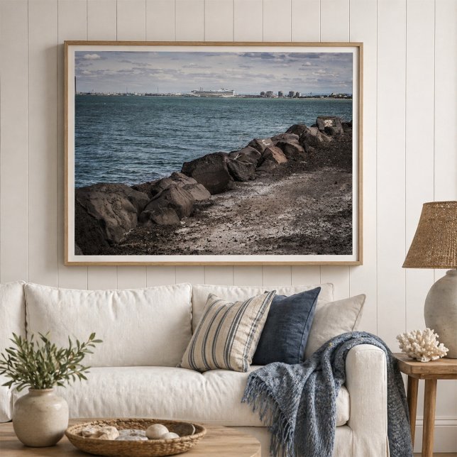 Klippig kustvåg brygga havsutsikt poster (Skapare uppladdad)