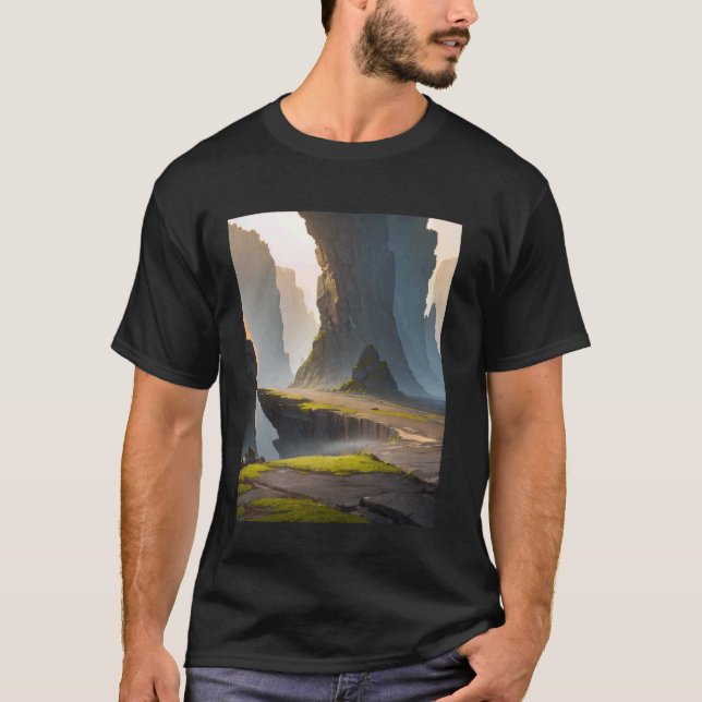 Klippig område Klippa Moss Dimma Skugga Dal T Shirt (Framsida)