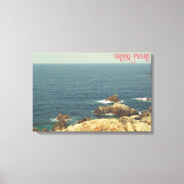 Klippig strand vid Grand Phare i Jijel Canvastryck (Framsida)
