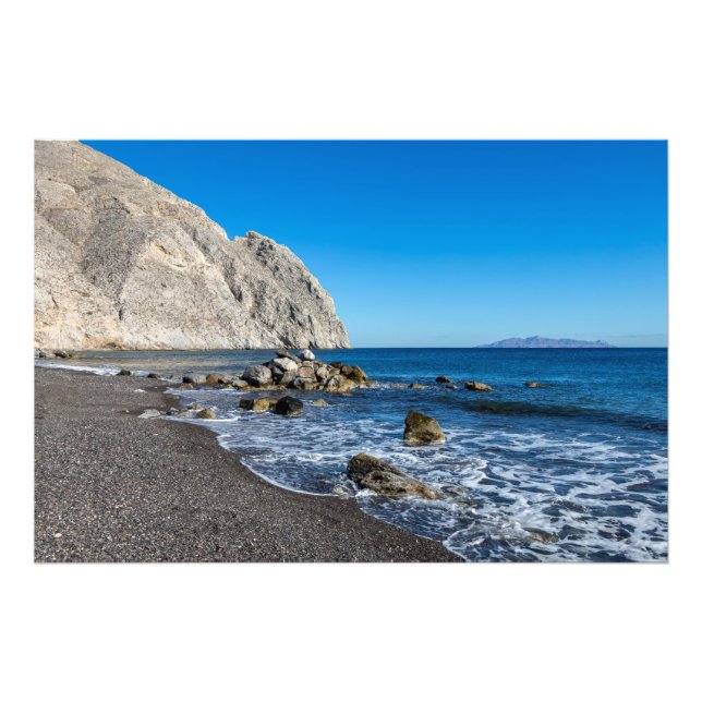 Klippig svart sandstrand fototryck (Framsidan)