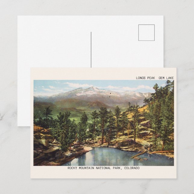 Klippiga bergen, colorado LONGS PEAK GEM SJÖN Vykort (Fram/baksida)