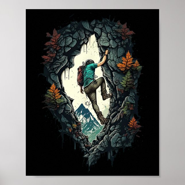 Klippklättring Berg Inomhus Utomhus Bouldering R Poster (Framsidan)