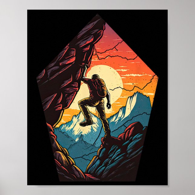 Klippklättring Berg Inomhus Utomhus Bouldering R Poster (Framsidan)