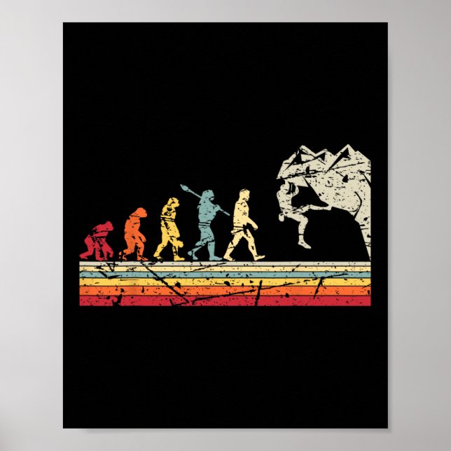 Klippklättring Människans evolution Vintageklättra Poster (Framsidan)