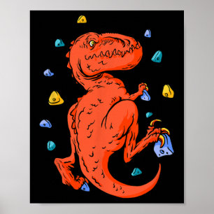 Klippklättring T-rex Dino Bouldering Poster