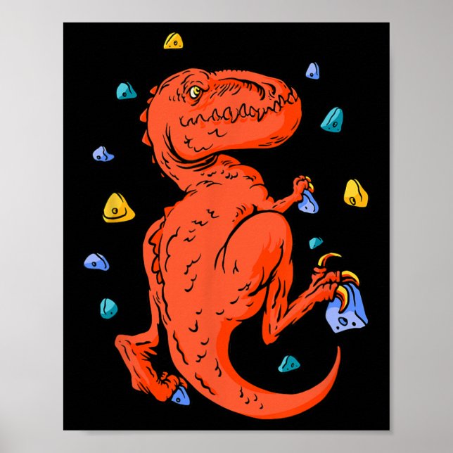 Klippklättring T-rex Dino Bouldering  Poster (Framsidan)