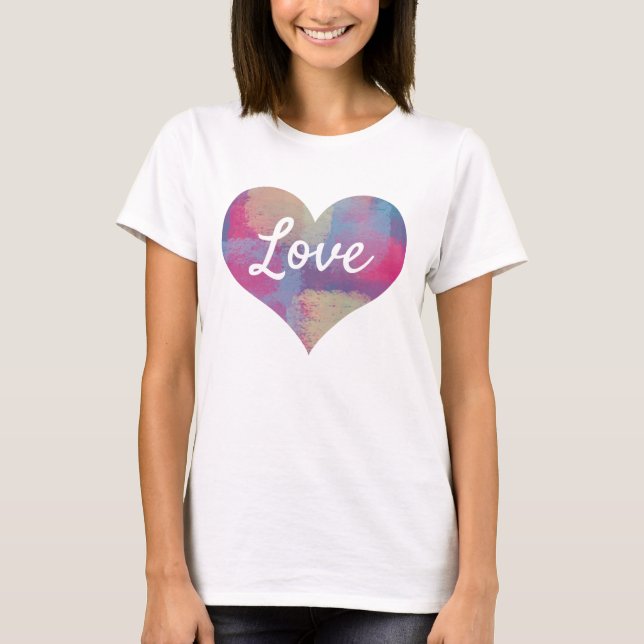 Klipplappsmönstret kärlek Text Heart Shape Mönster T Shirt (Framsida)
