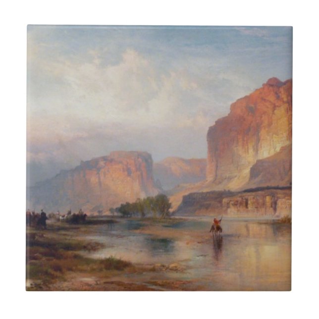 Klippor av Green River - Thomas Moran (1874) Kakelplatta (Framsidan)