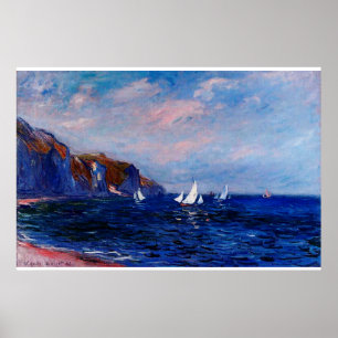 Klippor och segelbåtar på Pourville, 1882 Poster