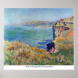 Klippor på Varengeville vid Claude Monet Poster