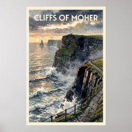 Klipporna Moher Irland Vintage Resa Poster