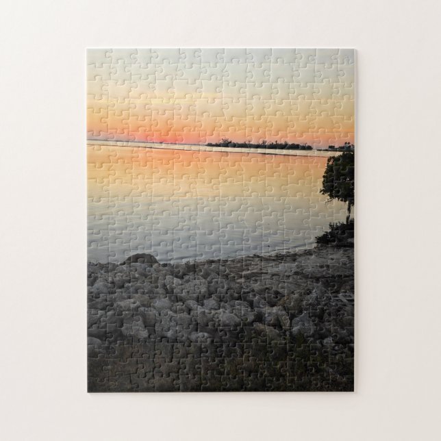 Klippstrand Solnedgång Pussel (Vertikal)