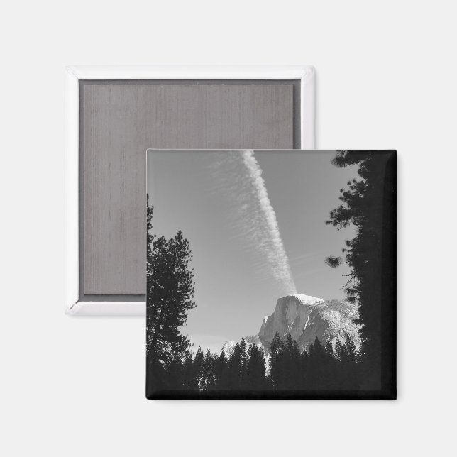Klippväggmoln Yosemite Himmel Svart och Vitt Foto Magnet (Front/Back)