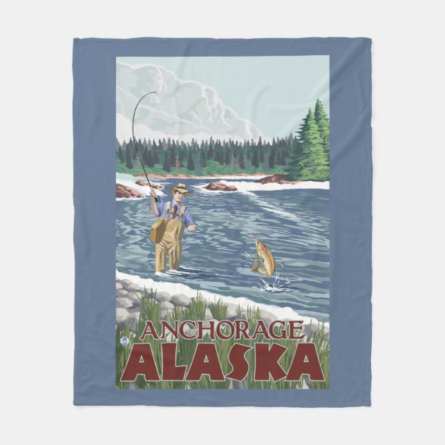 Klipsk fiskare - ankring, Alaska Fleecefilt (Framsidan)