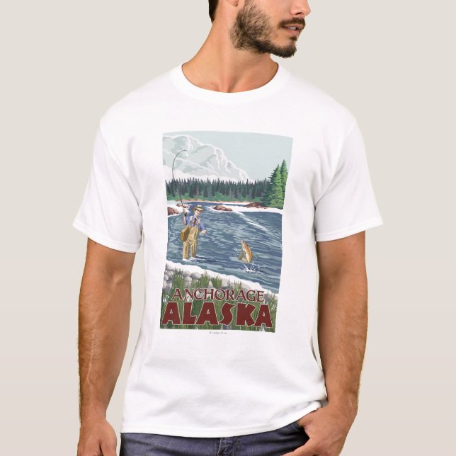Klipsk fiskare - ankring, Alaska T Shirt (Framsida)