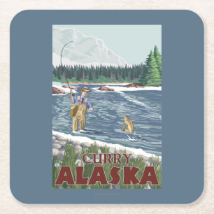 Klipsk fiskare - curry, Alaska Underlägg Papper Kvadrat