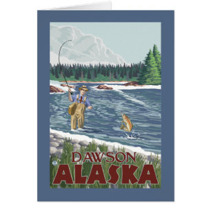 Klipsk fiskare - Dawson, Alaska Hälsningskort