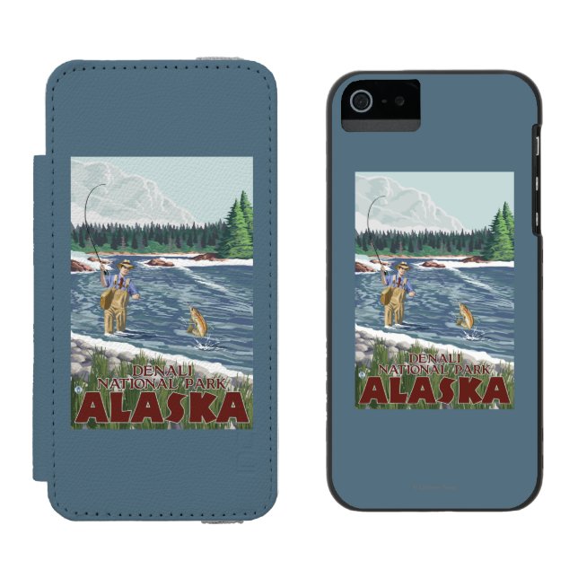 Klipsk fiskare - Denali nationalpark, Alaska Incipio iPhone Wallet Skal (Sida vid Sida)
