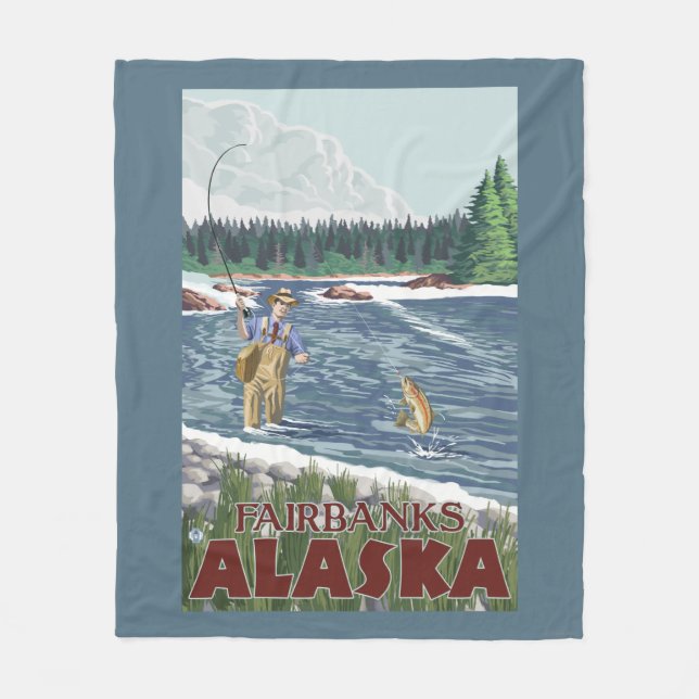 Klipsk fiskare - Fairbanks, Alaska Fleecefilt (Framsidan)