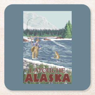 Klipsk fiskare - Latouche, Alaska Underlägg Papper Kvadrat