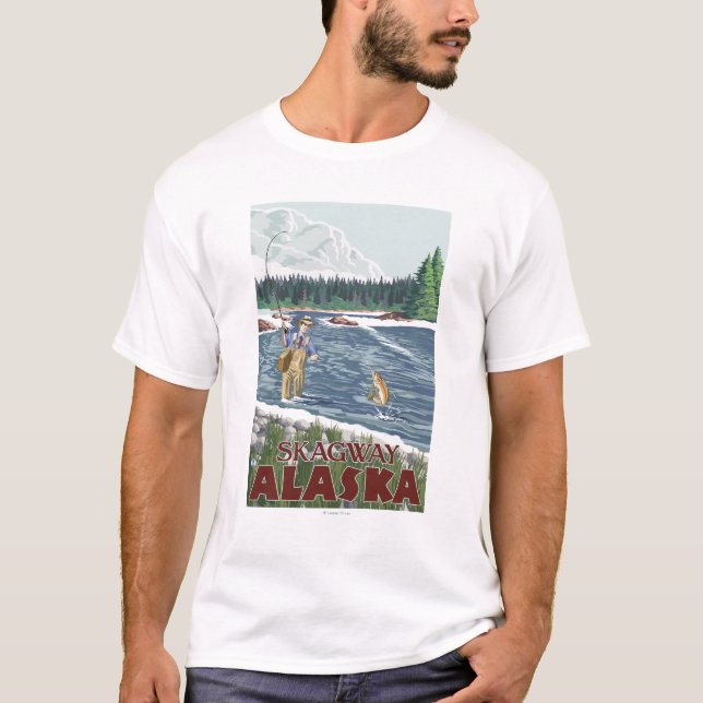 Klipsk fiskare - Skagway, Alaska T-shirt (Framsida)