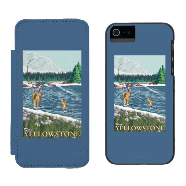 Klipsk fiskare - västra Yellowstone, Montana Incipio iPhone Wallet Skal (Sida vid Sida)