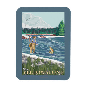 Klipsk fiskare - västra Yellowstone, Montana Magnet