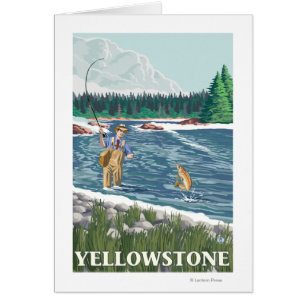 Klipsk fiskare - Yellowstone nationalpark Hälsningskort