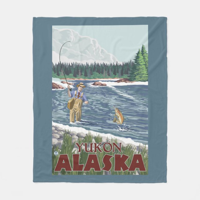 Klipsk fiskare - Yukon, Alaska Fleecefilt (Framsidan)