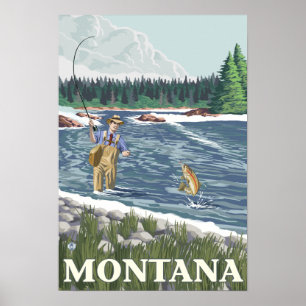 Klipska FishermanMontanaVintage reser affischen Poster