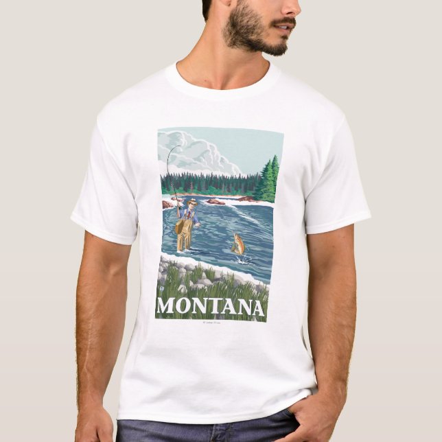Klipska FishermanMontanaVintage reser affischen Tröja (Framsida)