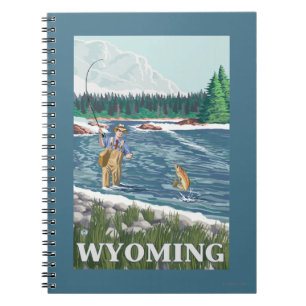 Klipska FishermanWyomingVintage reser affischen Anteckningsbok