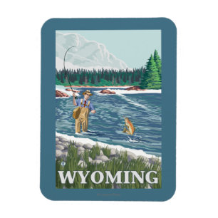 Klipska FishermanWyomingVintage reser affischen Magnet