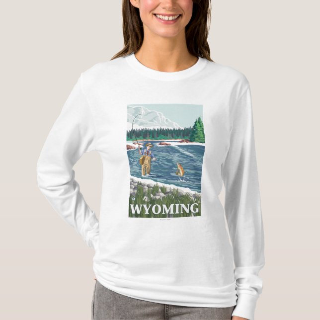 Klipska FishermanWyomingVintage reser affischen Tee (Framsida)