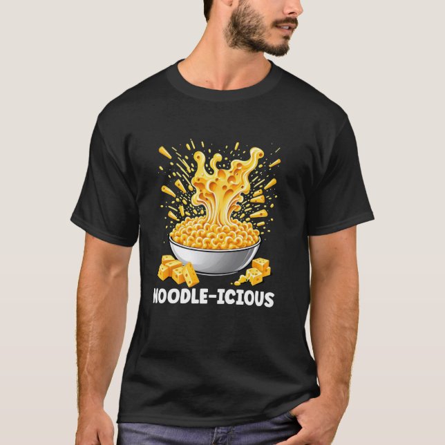 Klistälskare Noodlelicious Mac och Ost T Shirt (Framsida)
