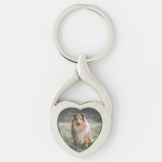 Klisterkedjan Pet Photo Twisted Heart Metall Silverfärgad Nyckelring