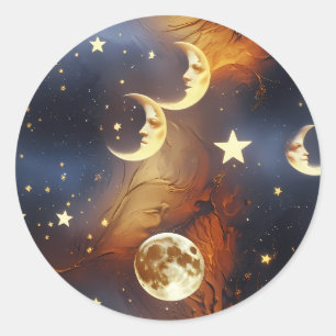 Klistermärke - Drömsk Eldig Orange Celestial Måne