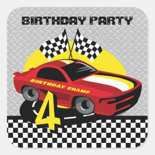 Klistermärke för 4e födelsedagen för tävlingbil