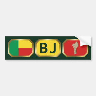 Klistermärke för Benins flagga och kartkod