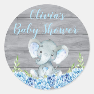 Klistermärke för blåttelefantbaby shower