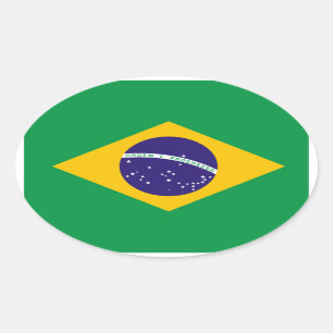 Klistermärke för Brasilien flaggaOval